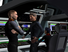 Characters on the bridge of the Void Crusher