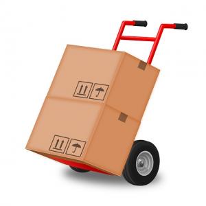 Hand truck with boxes